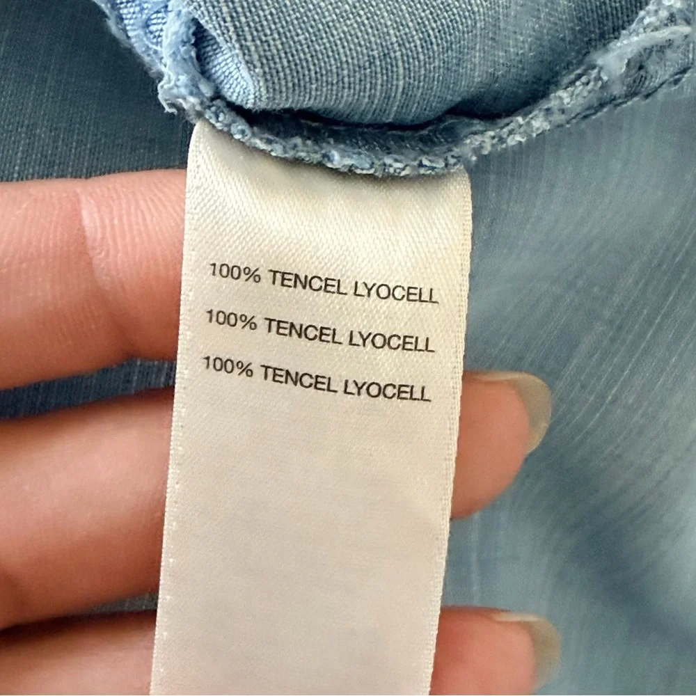 Chico's Light Blue Tie-Front Denim Button-Down - Picture 10 of 12